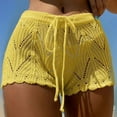 thumbnail image 2 of Fsqjgq Womens Swimsuits Swim Shorts High Waisted Bathing Suit Bottoms Knitted Crochet Lace up Coverup Beach Board Shorts M, 2 of 5