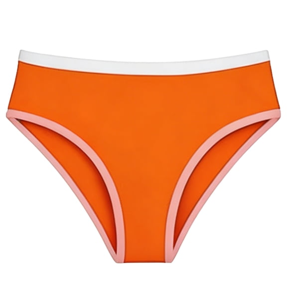 Big Girls Solid Color Block Trim Swim Briefs, Stretch Separate Swim Bottoms, Soft Anti Exposure Pool Water Sports Outfit for Student Girls 6-14Y