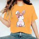 thumbnail image 2 of Camisetas de Cuello de Tripulación de Manga Corta para las Mujeres Cartas de Impresión de Pascua Camiseta de Manga Corta, Spandex de Poliéster, 2 of 5