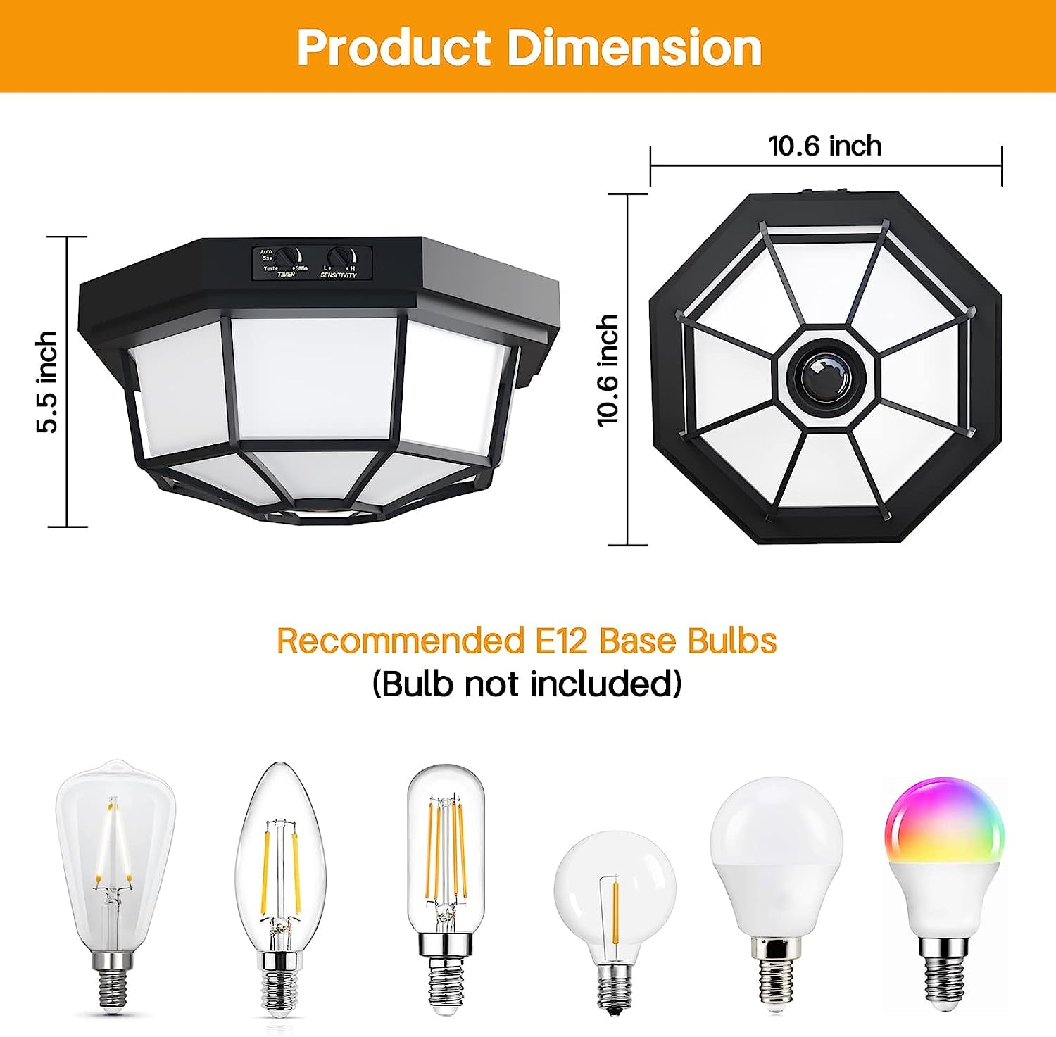 Tivleed Outdoor Flush Mount Motion Sensor Ceiling Light, Black Finish with Frosted Glass, Ideal Exterior Lighting Fixture for Front Porch, Garage, Covered Patio, Entryway, Farmhouse