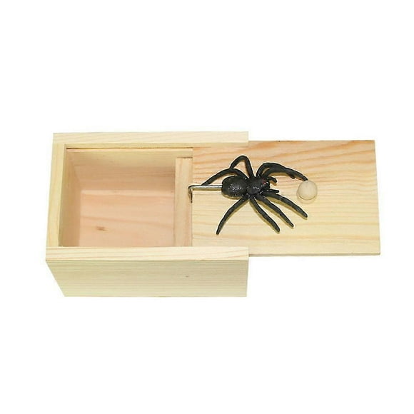 Wooden Prank Spider Box Funny Gag Gift Surprise Gift Box Scare Funny Props
