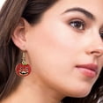 thumbnail image 2 of Pendientes exquisitos de calabaza de Halloween con diamantes de colores y metal brillante, 2 of 6
