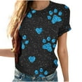 thumbnail image 1 of Plebaso T-Shirts Imprimés pour Femmes Col Rond Dégradé Manches Courtes Mode Ample T-Shirts pour Femmes, 1 of 4
