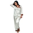 thumbnail image 2 of Up2date Fashion's Women's Shawl Collar Satin Pajama Set with Piping, 2 of 2