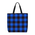 thumbnail image 1 of Fotbe Buffalo Plaid Blue Black Bolsa Tote con Estampado para Mujer, Bolsos con Cremallera, Bolsa de Hombro Casual de Gran Capacidad con Bolsillos Internos, 1 of 7