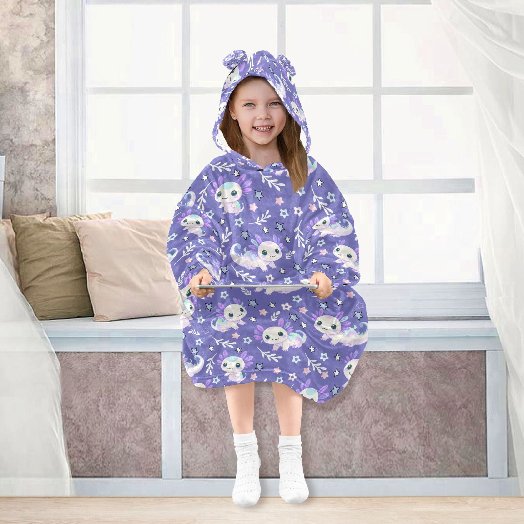 joogoo Wearable Blanket Axolotl Galaxy Hoodie for Oversized Sherpa Hooded 3-14 YR M