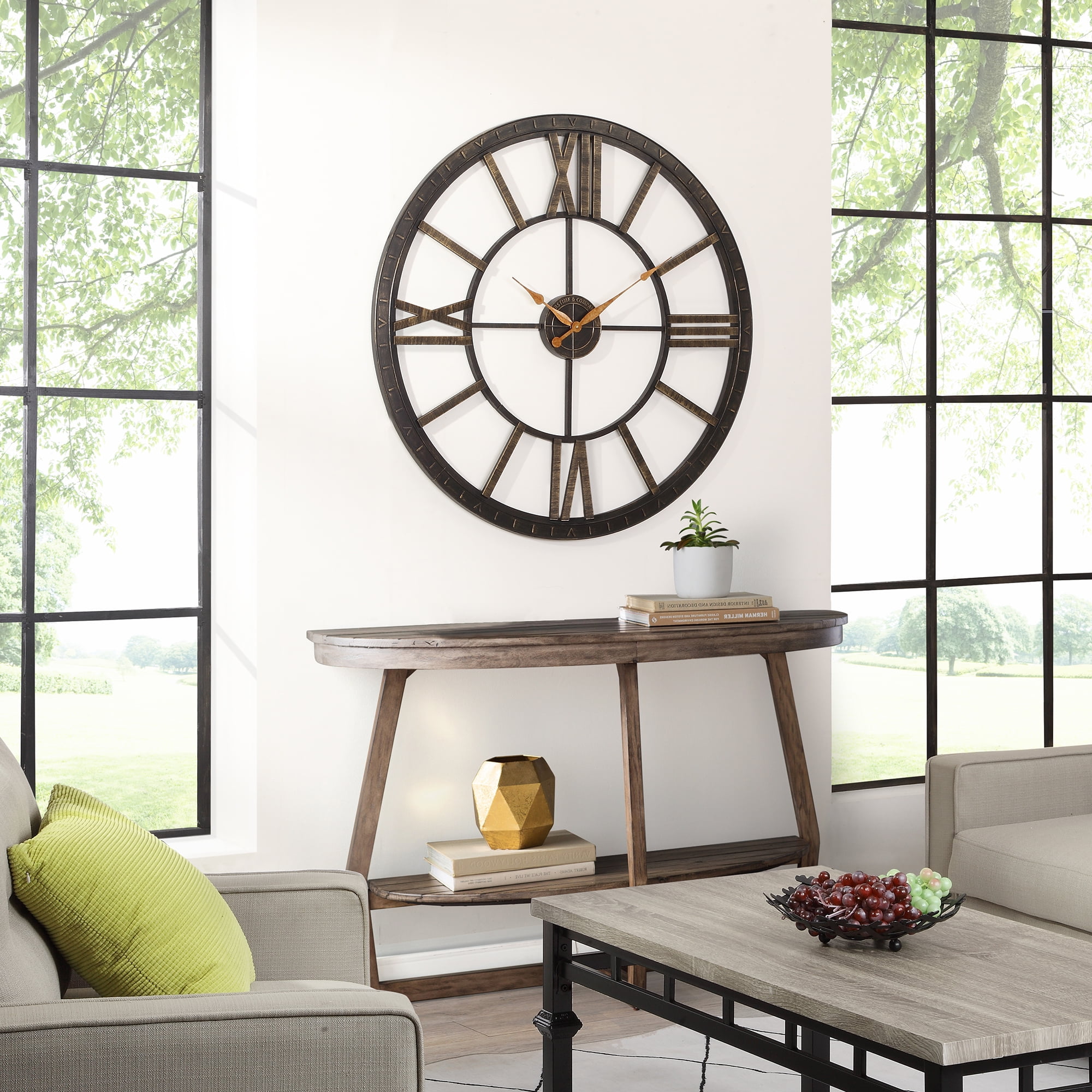 Firstime Co Big Time Wall Clock Oil Rubbed Bronze 40 In Walmart Com Walmart Com