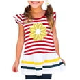 thumbnail image 2 of CYRBOKO Girls T-shirts with Flutter&nbsp;Sleeve, Casual Striped Crew Neck Short Sleeve Summer Tank Tops Red Size 9-10 T, 2 of 6