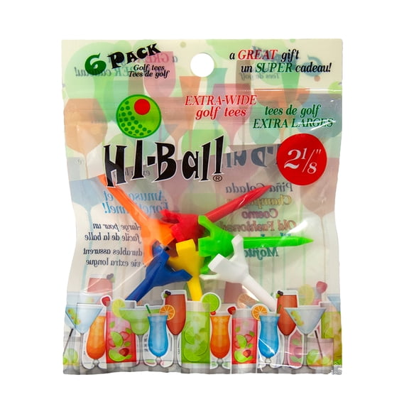 NEW Jef World of Golf Hi-Ball Plastic Tees Multi 2 1/8" - 6 Pack