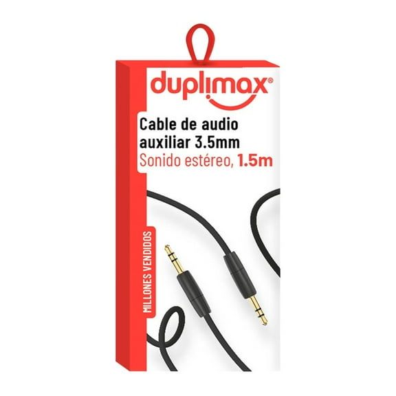 Cable Auxiliar 3.5 mm DupliMax 1.5 m Negro