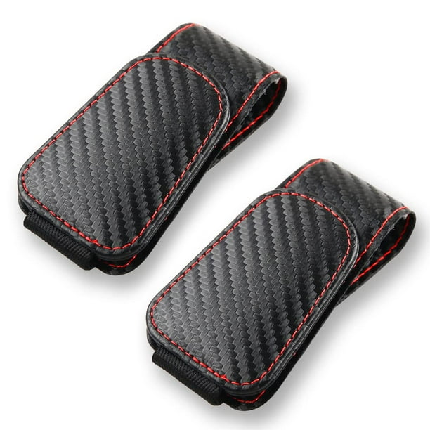 Soporte magnético de cuero para lentes de sol para auto, 2 piezas