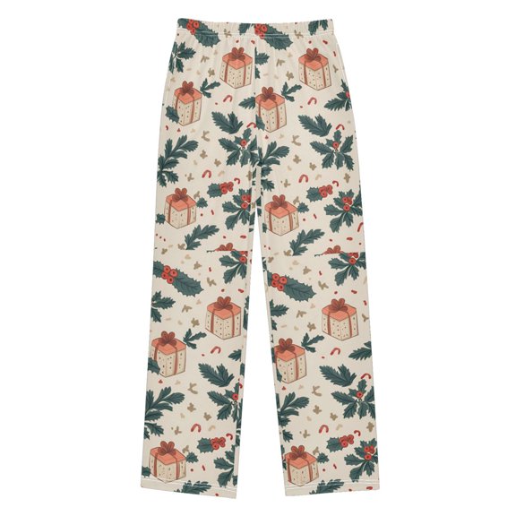 FORMRS Kids Pajama Pants with Pockets Size 6-8Y Boys Lounge Sleep Bottoms, Orange Christmas Box Pattern