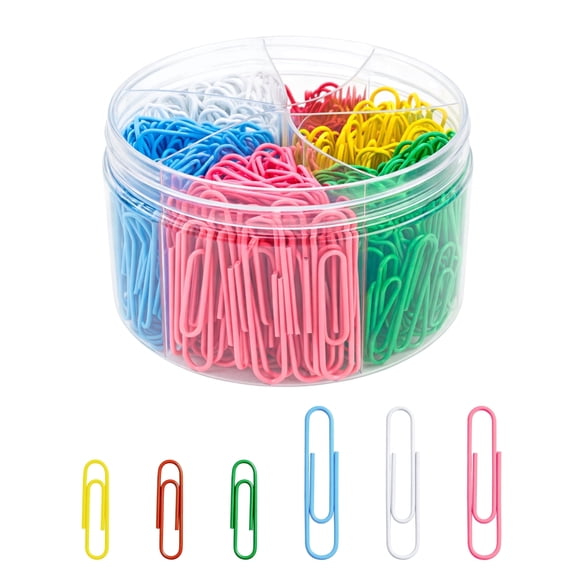 Paper Clips Bulk, 400 Pcs Assorted Sizes (1.3" and 2"), Rust-Resistant Nickel Coated, 6 Colors with Storage Box