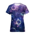 thumbnail image 4 of TSADFHJI Chandails en Molleton Femmes 2X Motif Ciel Étoilé Galaxie Col Rond T-Shirt Manches Courtes TG Bleu Foncé, 4 of 4