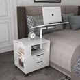 thumbnail image 1 of Euroco Height Adjustable Nightstand Overbed End Table with Swivel Top, Wood Bedside Table with Wheels for Bedroom, White, 1 of 9