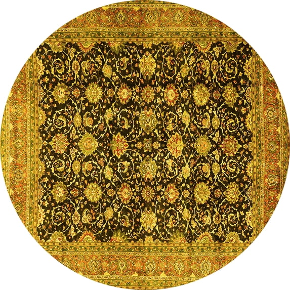 Ahgly Company Indoor Round Persian Yellow Traditional Area Rugs, 8' Round