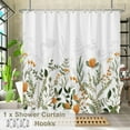 thumbnail image 3 of Orange Flower Waterproof Shower Curtain,Wild Flower Floral Garden Shower Curtain Set for Bathroom,Green Bush Plant Fabric Bath Curtain with Hooks 72"W x 96"L (Pack of 1), 3 of 6