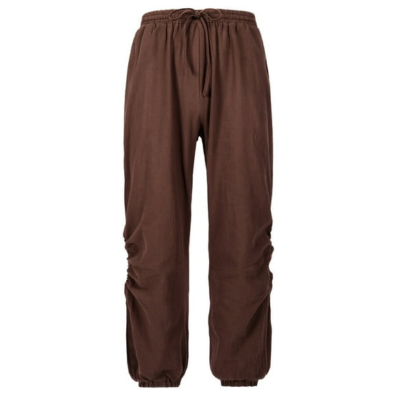 HAiming Men Cotton Linen Sweatpants Casual Loose Comfy Soft Pleated Drawstring Elastic Waist Trousers with Pockets