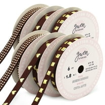 Gwen Studios 3/8" and 5/16" Brown Faux Leather Studded Sewing Trim, 12 Yards