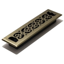 Decor Grates 2" x 12" scroll design steel plated antique brass floor register