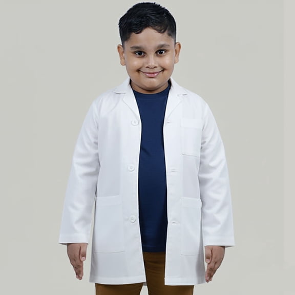 HeedFit Childrens Unisex Labcoat 3 Button Front Closure saint costume for Kids Halloween Costume 1103 White 8-10