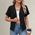 thumbnail image 2 of MSJUHEG Cardigan for Women Short Sleeve Shrug Oversized Sweater Cropped Cardigans Lightweight Cardigans Button Down Shirts Button Up Sweaters Fall Winter Sweater Coat Black M, 2 of 4