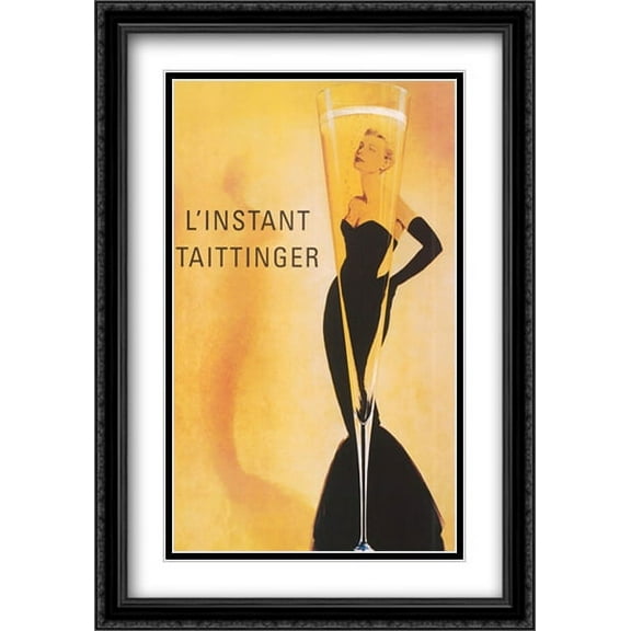 Champagne Taittinger 2x Matted 28x40 Large Black Ornate Framed Art Print