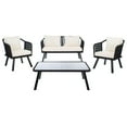 thumbnail image 2 of SAFAVIEH Torsla Outdoor Patio 4 Piece Conversation Set, Black/Beige, 2 of 4