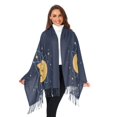 thumbnail image 3 of FORMRS Womens Scarf Winter Soft Long Big Warm Shawls Wrap Tassel Scarves, Orange Cat Planet, 3 of 9