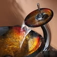 thumbnail image 4 of KRAUS Mercury Glass Vessel Sink in Red/Gold with Waterfall Faucet in Chrome, 4 of 6