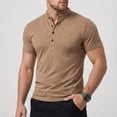thumbnail image 2 of Awdenio Shirts for Men Short Sleeve Henley T-Shirt Casual Solid Color Button-up Henley Shirt V Neck Tee Tops, 2 of 6