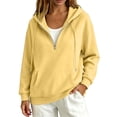 thumbnail image 2 of Quarter Zip Sweatshirt Women Half Zipper Workout Oversized Hoodies with Pocket Lightweight Y2K Pullover 2026 Tops Yellow L, 2 of 9