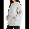 thumbnail image 3 of Sudadera Informal de Larga con Capucha para Mujer, Jersey de y Otoño con Bolsillos. Gris M, 3 of 9