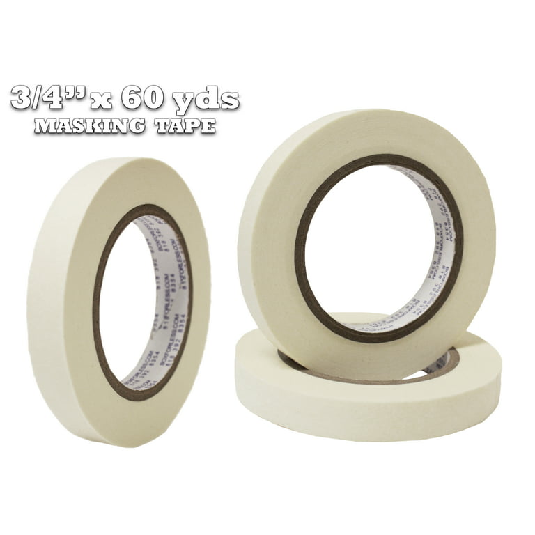 3/4x60 yds White Masking Tape 10 Rolls General Purpose Beige Painter's Tape  for Painting, Labeling, Packaging, Craft, Art, Hobbies, Home, Office,  School Stationary, etc. by WholesaleArtsFrames-com 