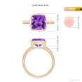 thumbnail image 6 of ANGARA Natural Bezel-Set Solitaire Cushion 3.1 ct Amethyst Ring in 14K Rose Gold for Women (Size-9mm) | February Birthstone, Birthday, Anniversary, Jewelry Gift for Women | Natural Amethyst Ring, 6 of 10