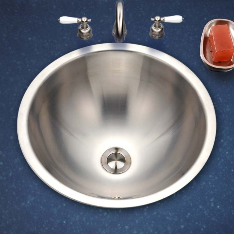 Houzer CRTO-1620-5 16 in. Opus Drop-in Round Bowl Bathroom Sink with Overflow Drain Assembly, Stainless Steel - Pack of 5