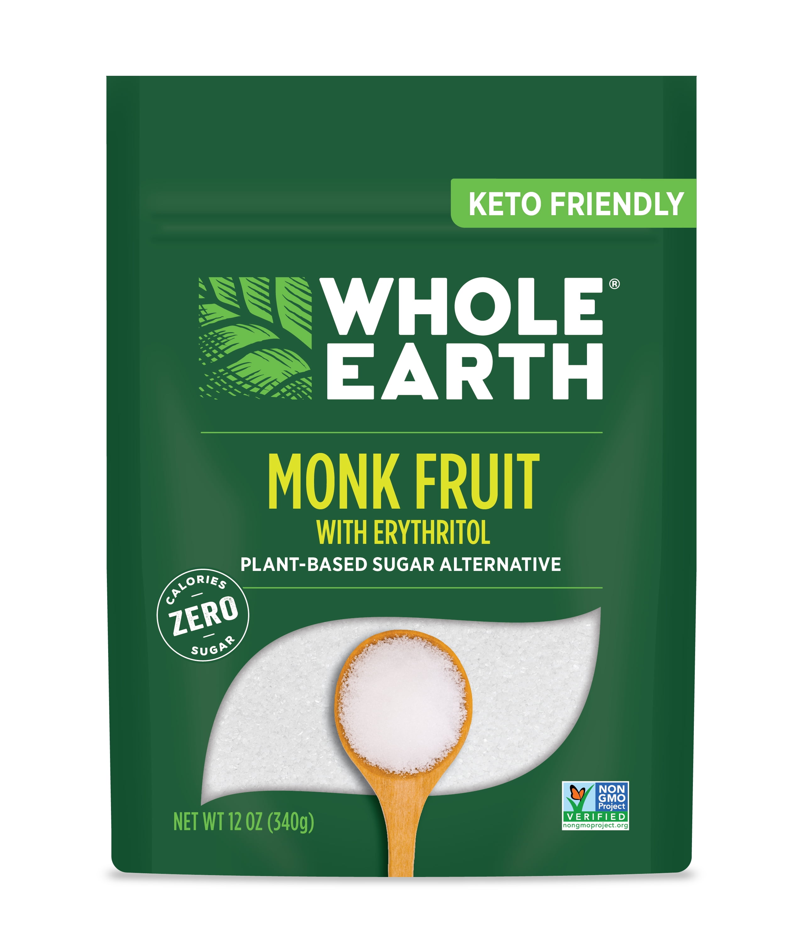 Whole Earth Monk Fruit and Erythritol Sugar Alternative, 12 oz. Bag