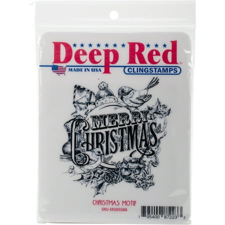 Deep Red Stamps 4X505588 Deep Red Cling Stamp 3"X3"-Christmas Motif
