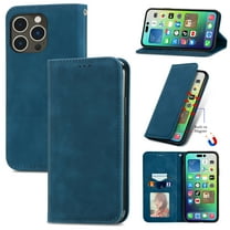 Case for iPhone 14 Pro Max, Classic Business Premium PU Leather Cover TPU Bumper with Card Holder Kickstand Magnetic Adsorption Flip Wallet Case Cover for iPhone 14 Pro Max 6.7" 2022,Blue