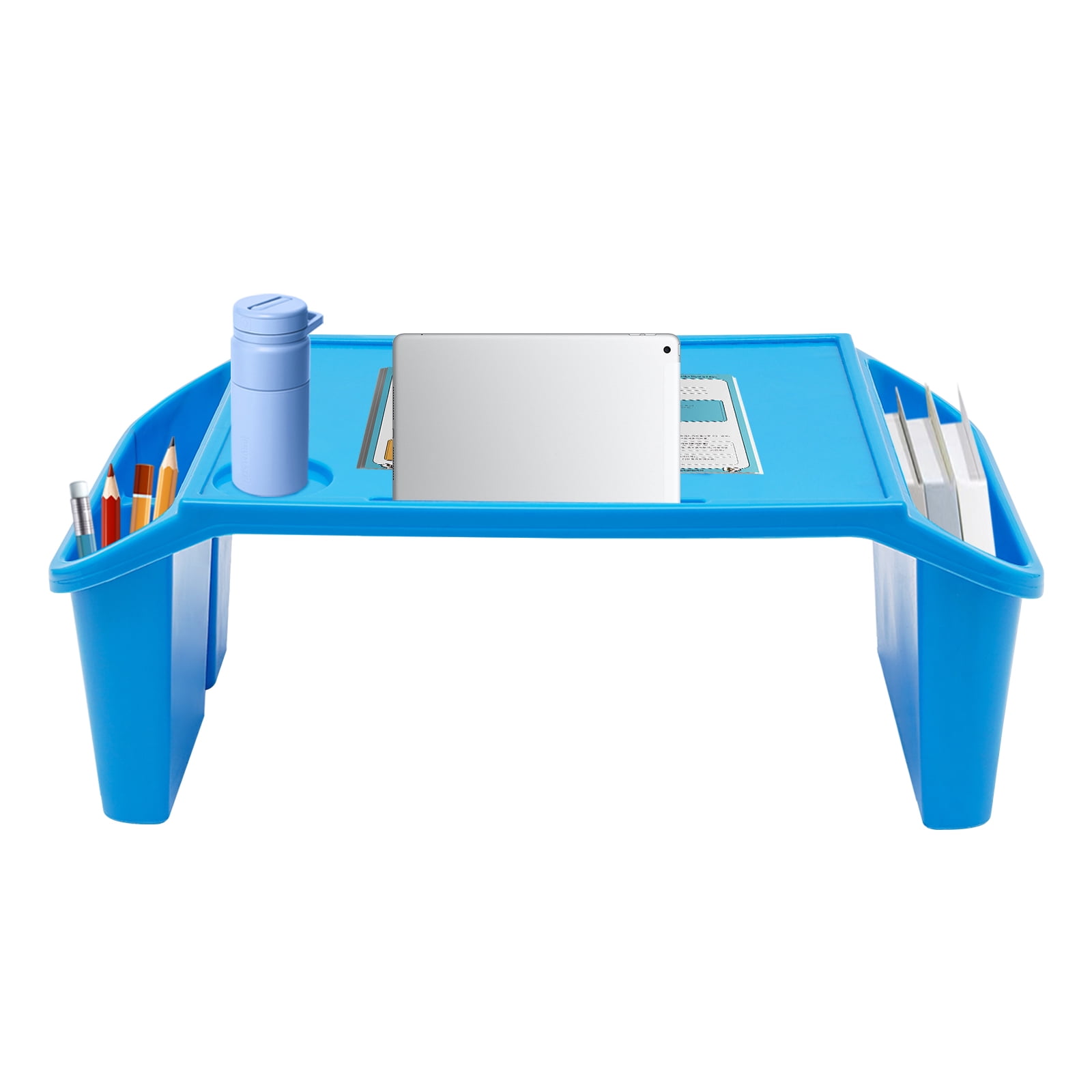 4 Pcs Kids Lap Desk Tray, Plastic Breakfast Laptop Trays, Portable Lap Bed Table w/Side Pockets (22" x 12" x 8")