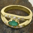 thumbnail image 5 of LBG British Made 18k Yellow Gold ring with Natural Emerald & Cultured Pearl Womens Band Ring - 33 size options - Size 11, 5 of 7
