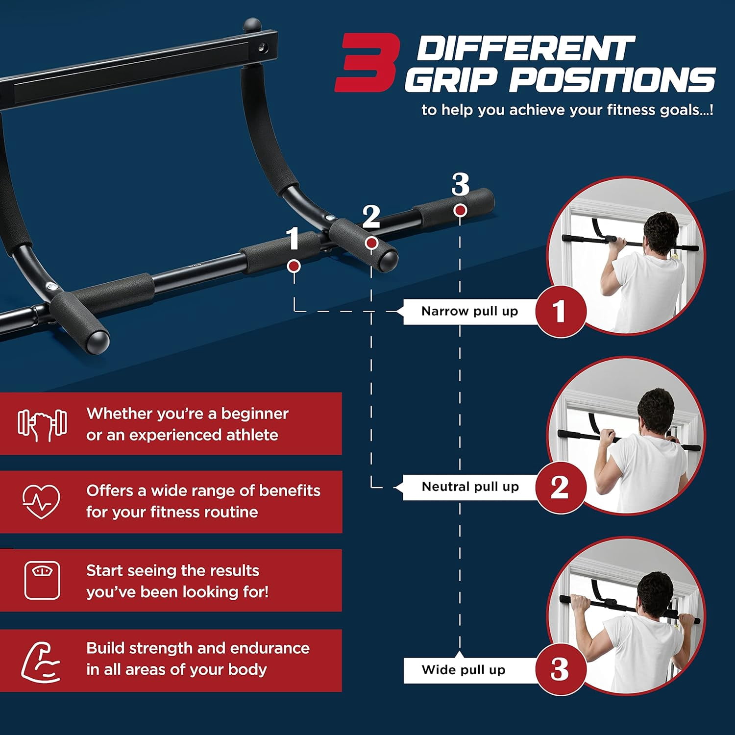 ZYPPP Pull up bar Doorway Heavy Duty Chin up bar Trainer for Home Gym Doorway Pull up bar or dip bar