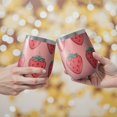 thumbnail image 2 of 12oz Stemless Wine Tumblers Pink Strawberry Plants Fruit Vacuum Insulated Stainless Steel Travel Tumbler Cups Mug with Lid and Straw for Champaign,Cocktail,Beer with Cleaning Brush, 2 of 5