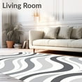 thumbnail image 2 of ODIKA 4'x6' Machine Washable Non-Slip Area Rug, Abstract Wave Flow Modern Contemporary Minimalist Artistic Floor High Traffic Rug with Pad, Gray, 615973, 2 of 8