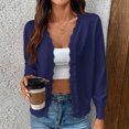 thumbnail image 5 of GEWSEY Women's Long Sleeve V-Neck Button Down Cardigan Knit Shrugs Sweater (Navy, L), 5 of 7