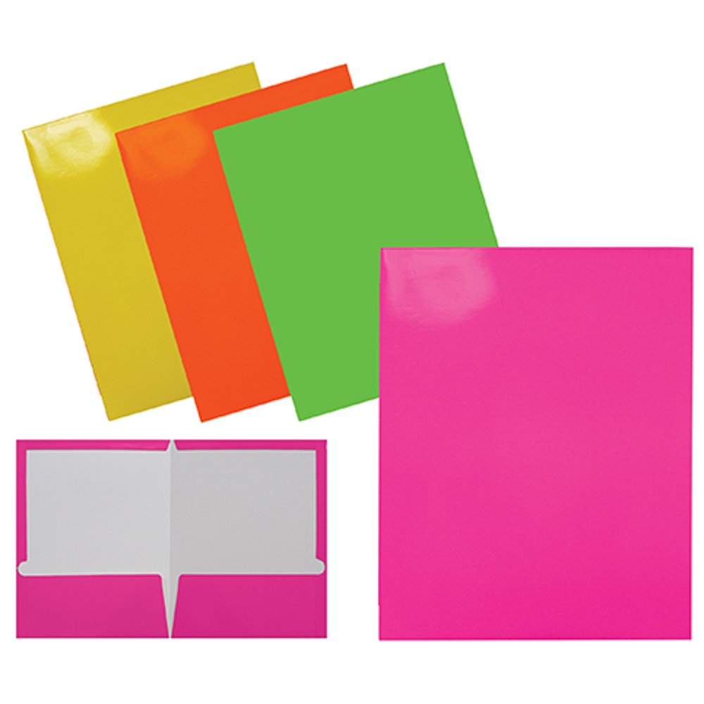 Better Office Products 2 Pocket Glossy Laminated Folders (48 Pack