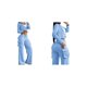 thumbnail image 3 of Conjunto de Dos Piezas para Mujer: Blazer Corto, Chaqueta y Pantalón de Trabajo de Cintura Alta y Pierna Azul S, 3 of 6