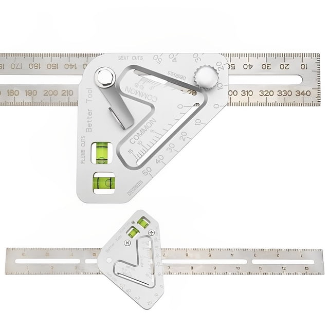 Regla de carpintería con nivel de burbuja de acero inoxidable, combinación ajustable, regla combinada portátil de alta precisión, herramienta de medición de carpintería para ingeniero carpintero