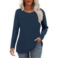 thumbnail image 4 of cocolona Womens Crew Neck Long Sleeve Shirts Dressy Casual Blouses Fall Fashion Casual Solid Color Tops, 4 of 8