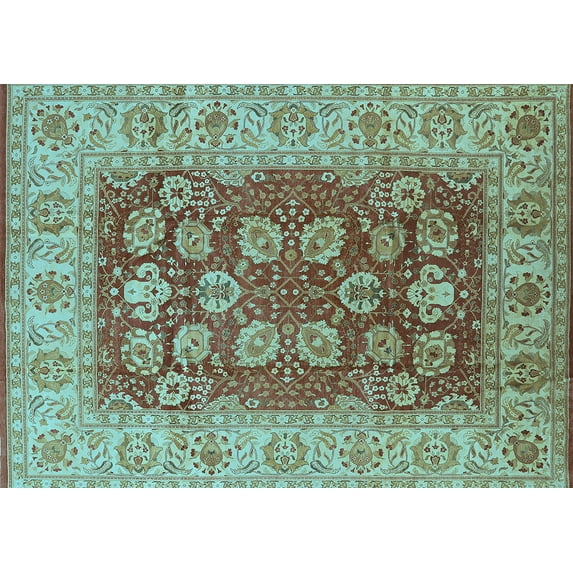 Ahgly Company Indoor Rectangle Oriental Light Blue Industrial Area Rugs, 6' x 9'